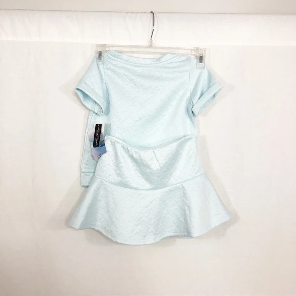 NEW Disney Frozen Elsa Girls Embossed Top and Skirt Set, Size 5, Blue